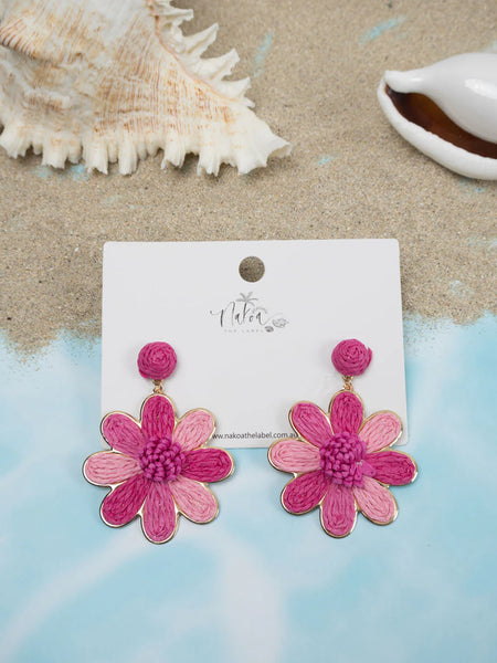Daisy Delight Raffia Earrings