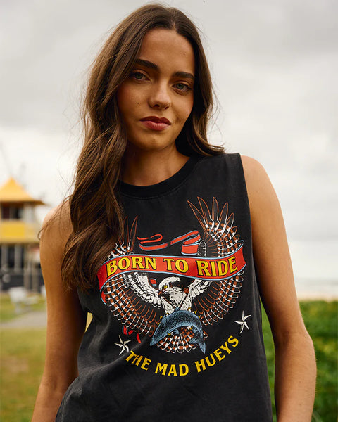 BORN TO RIDE WOMENS CROP MUSCLE