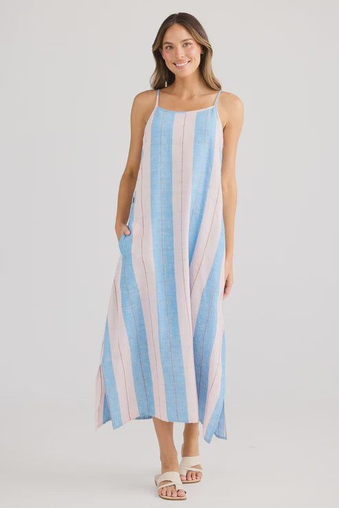 CLIFFSIDE  DRESS BLUE MULTI STRIPE