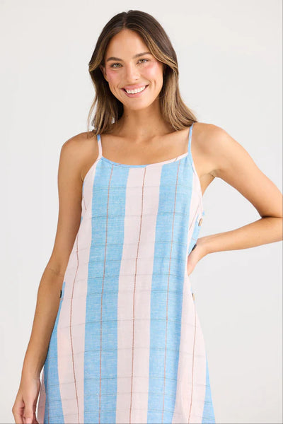 CLIFFSIDE  DRESS BLUE MULTI STRIPE