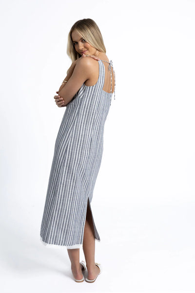 BLAIRE STRIPE DRESS MIDNIGHT/WHTE