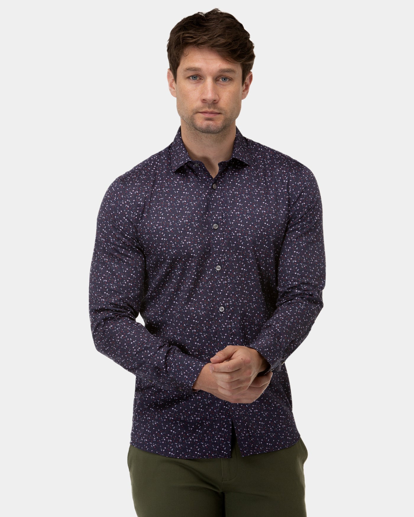 FLORAL PRINT SLIM FIT DRESS SHIRT