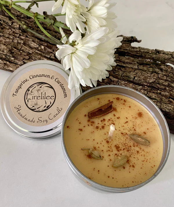 Travel Tin Candle Tangerine, Cinnamon and Cardamon